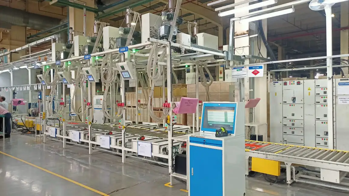 Efficient production line for Haier's commercial air conditioning units, showcasing Warehouse International's state-of-the-art technology in Pune.